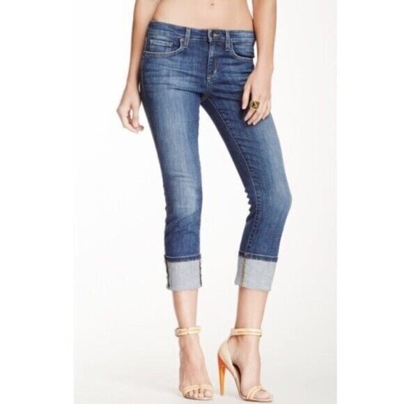 Joe’s Jeans Clean Cuffed Midrise Crop in Kitty Medium Wash Rolled Cropped 26 - Picture 1 of 7